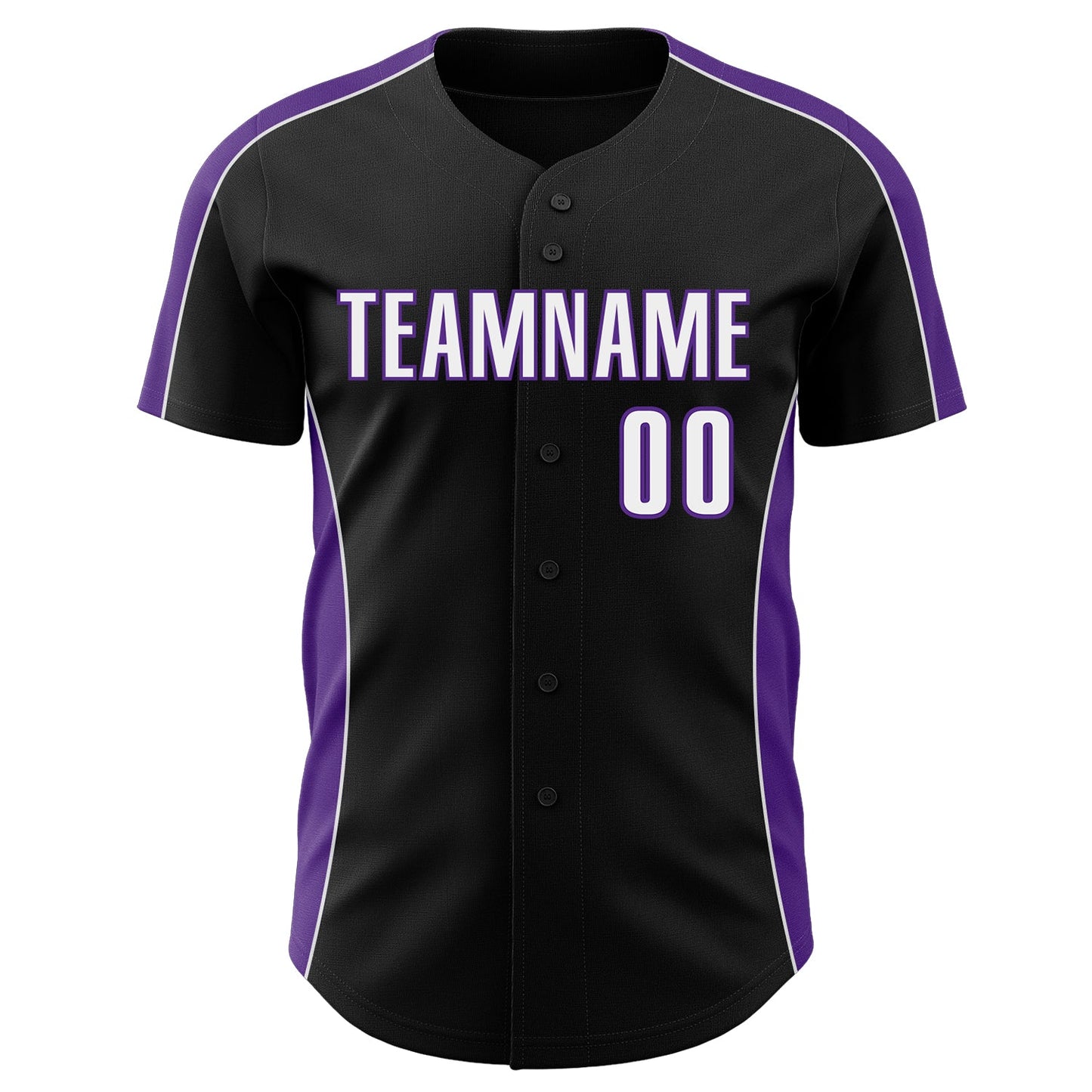Custom Black White-Purple Classic Color Block Side Panel Stripe Authentic Baseball Jersey view 2