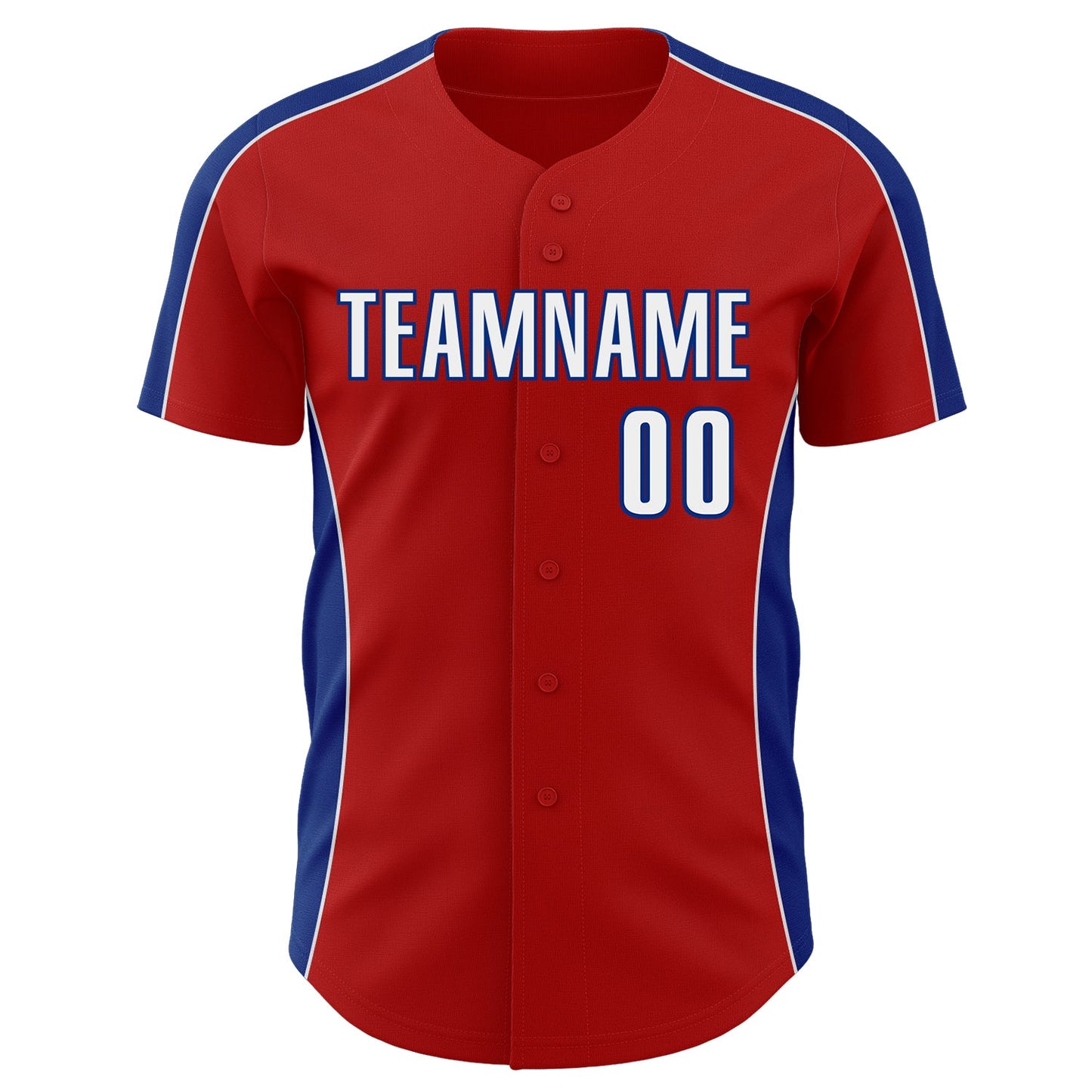 Custom Red White-Royal Classic Color Block Side Panel Stripe Authentic Baseball Jersey view 2