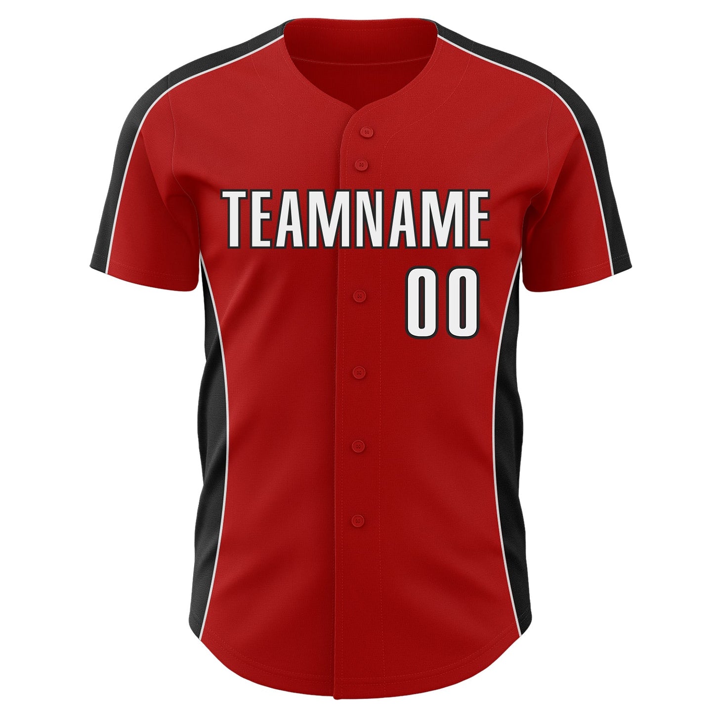 Custom Red White-Black Classic Color Block Side Panel Stripe Authentic Baseball Jersey view 2