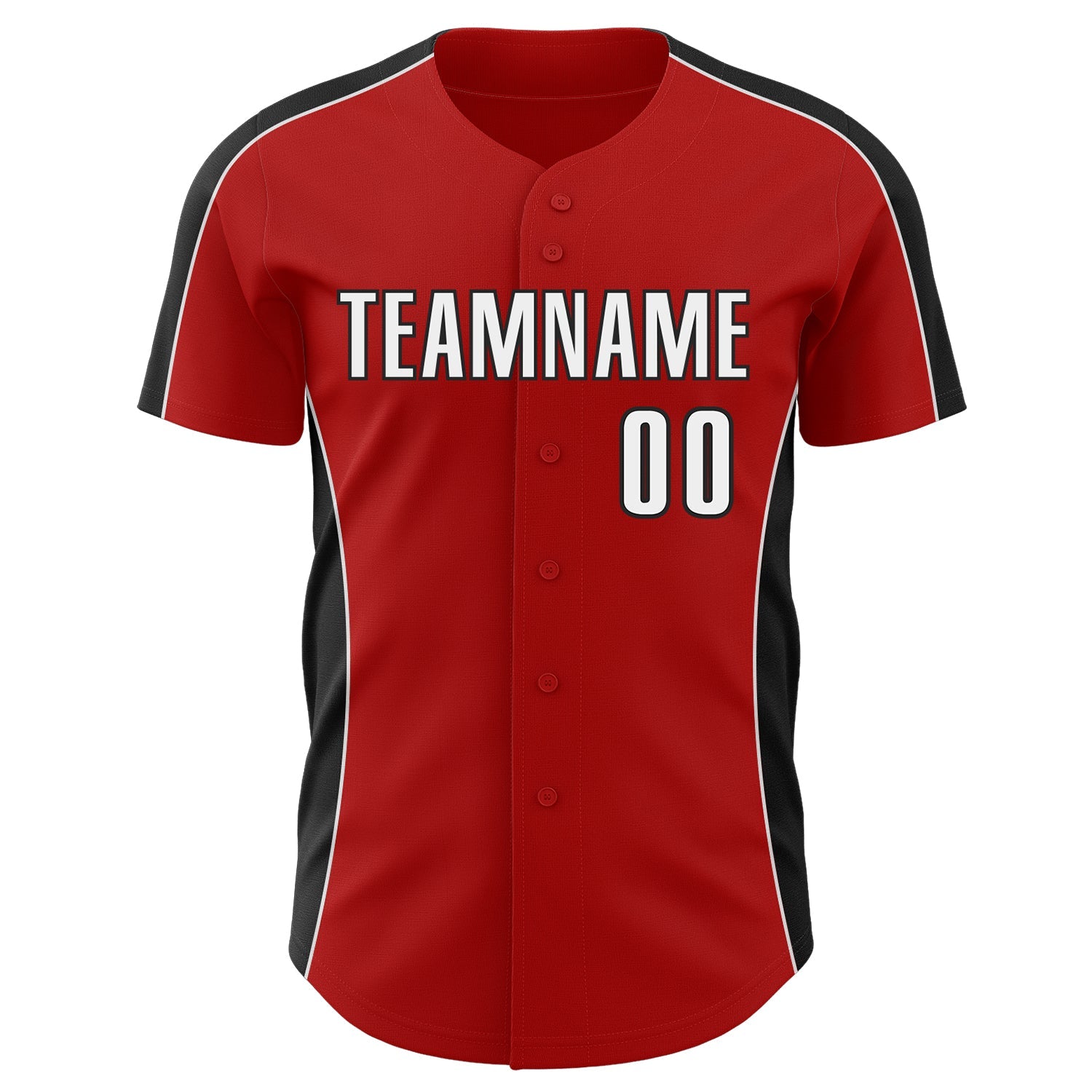 Custom Red White-Black Classic Color Block Side Panel Stripe Authentic Baseball Jersey view 2