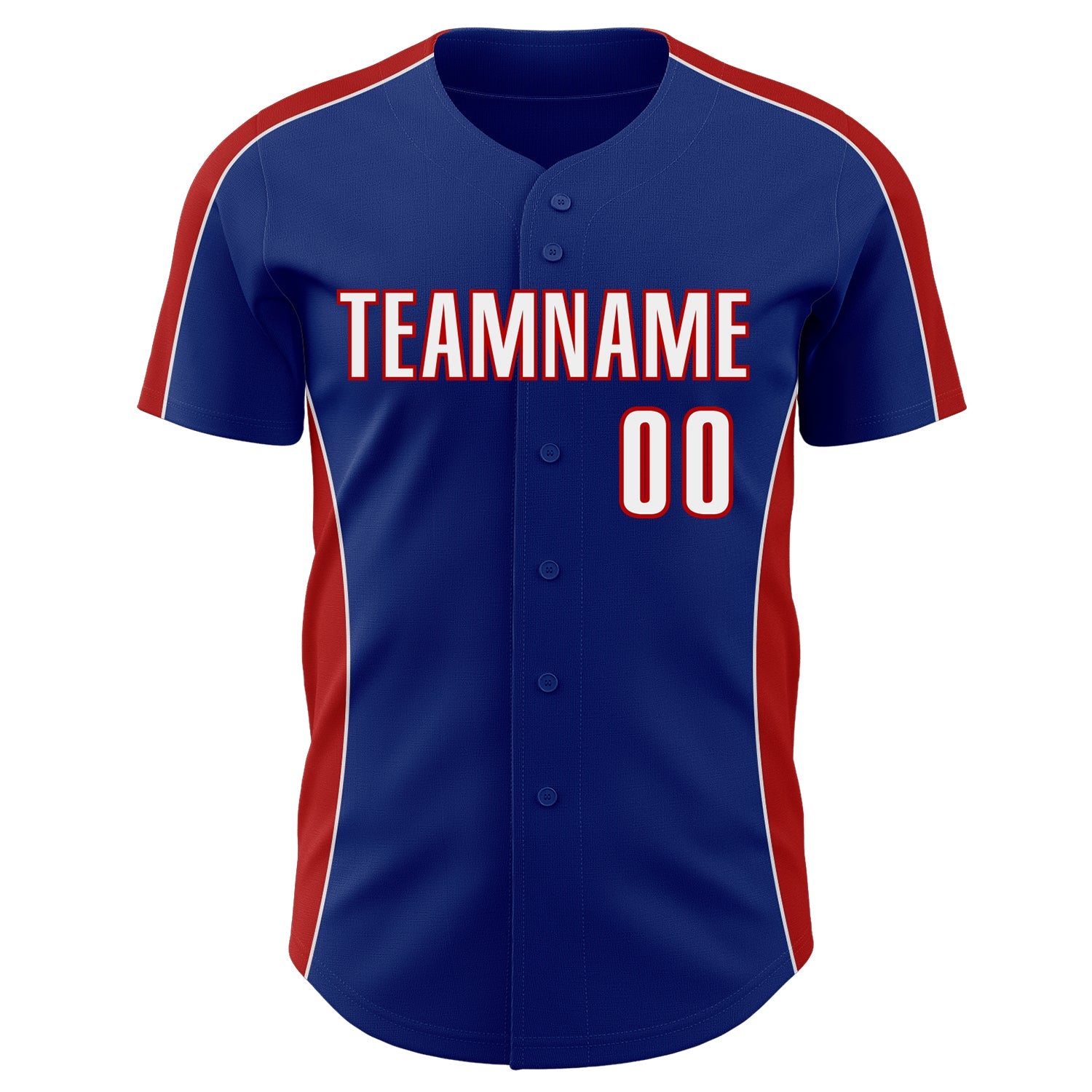 Custom Royal White-Red Classic Color Block Side Panel Stripe Authentic Baseball Jersey view 2