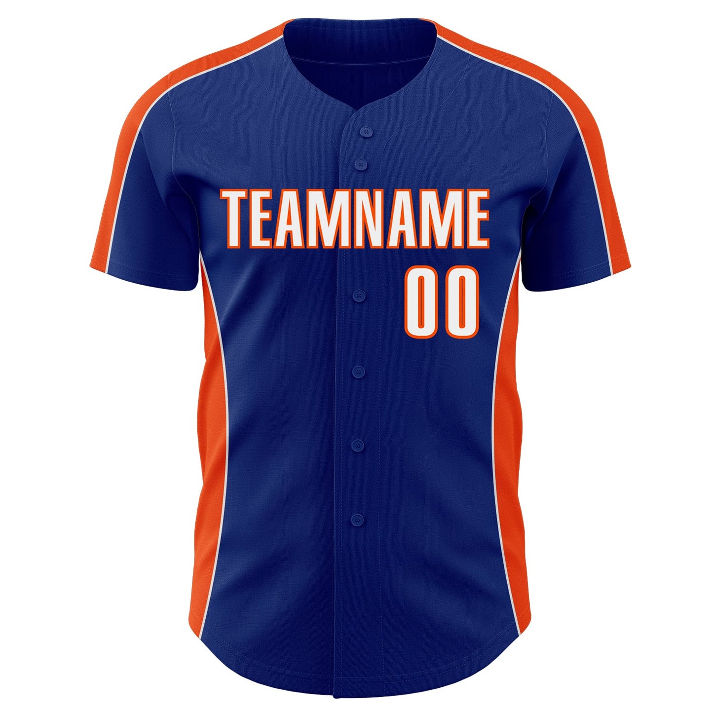 Custom Royal White-Orange Classic Color Block Side Panel Stripe Authentic Baseball Jersey view 2