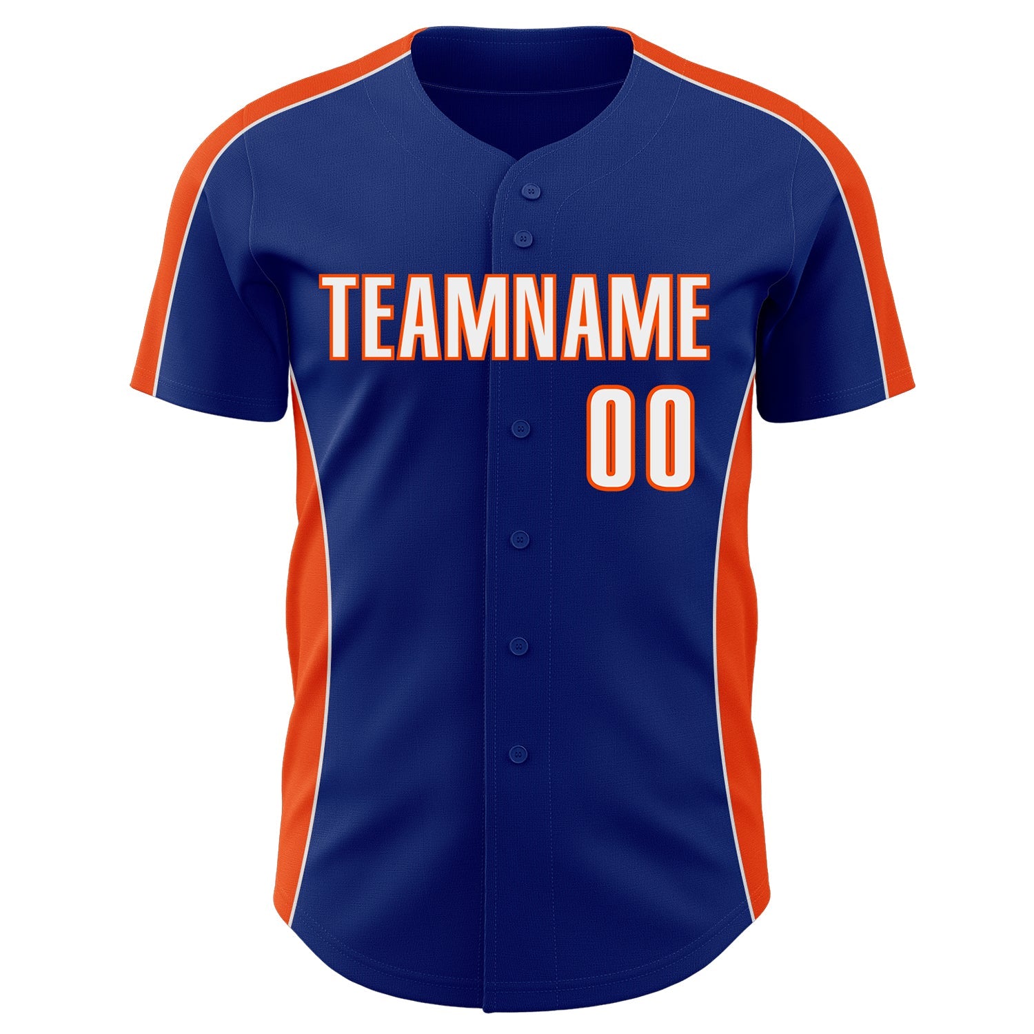 Custom Royal White-Orange Classic Color Block Side Panel Stripe Authentic Baseball Jersey view 2