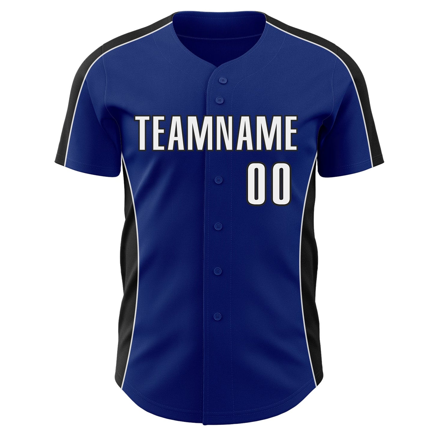 Custom Royal White-Black Classic Color Block Side Panel Stripe Authentic Baseball Jersey view 2