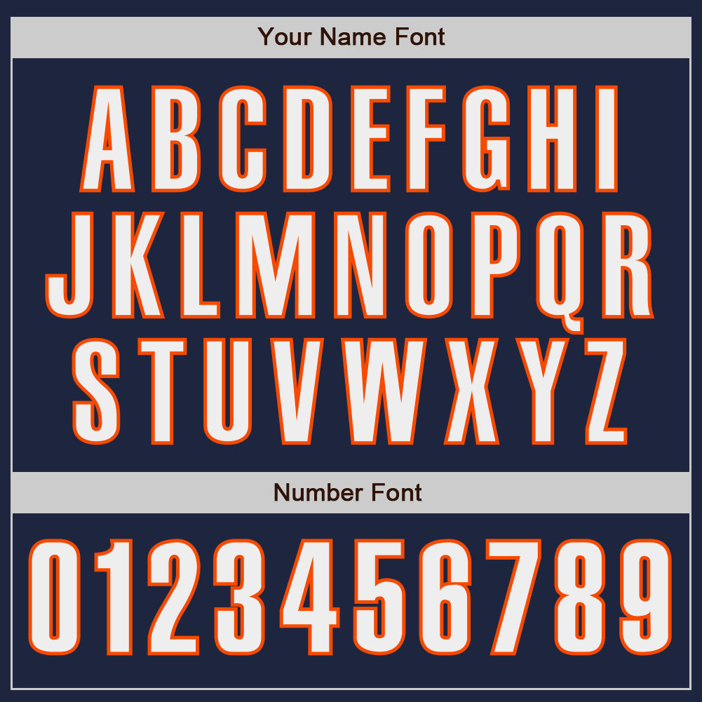 Custom Navy White-Orange Classic Color Block Side Panel Stripe Authentic Baseball Jersey view 5