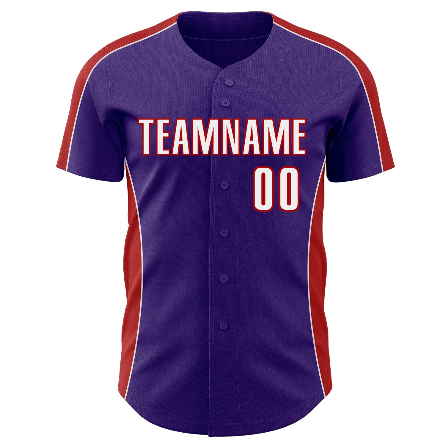 Custom Purple White-Red Classic Color Block Side Panel Stripe Authentic Baseball Jersey view 2