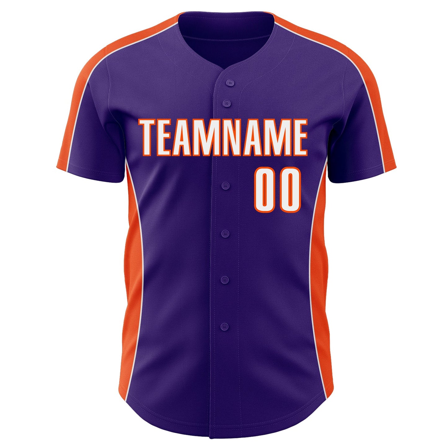 Custom Purple White-Orange Classic Color Block Side Panel Stripe Authentic Baseball Jersey view 2