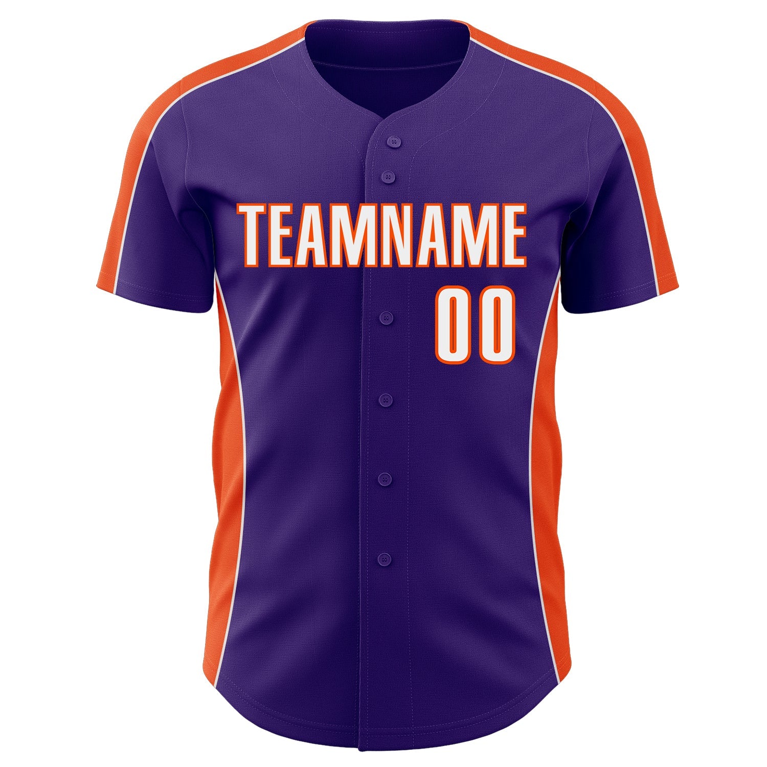 Custom Purple White-Orange Classic Color Block Side Panel Stripe Authentic Baseball Jersey view 2
