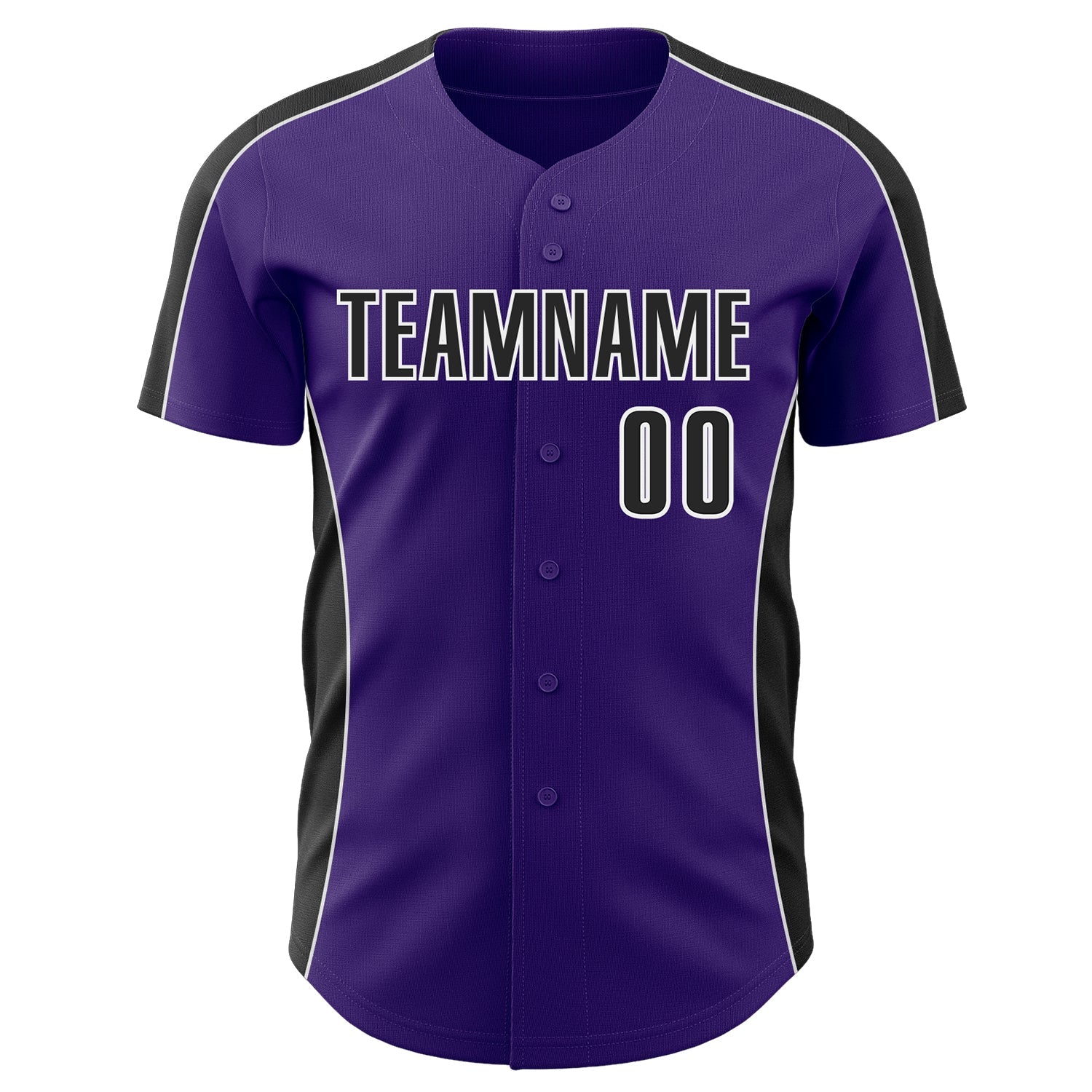 Custom Purple Black-White Classic Color Block Side Panel Stripe Authentic Baseball Jersey view 2