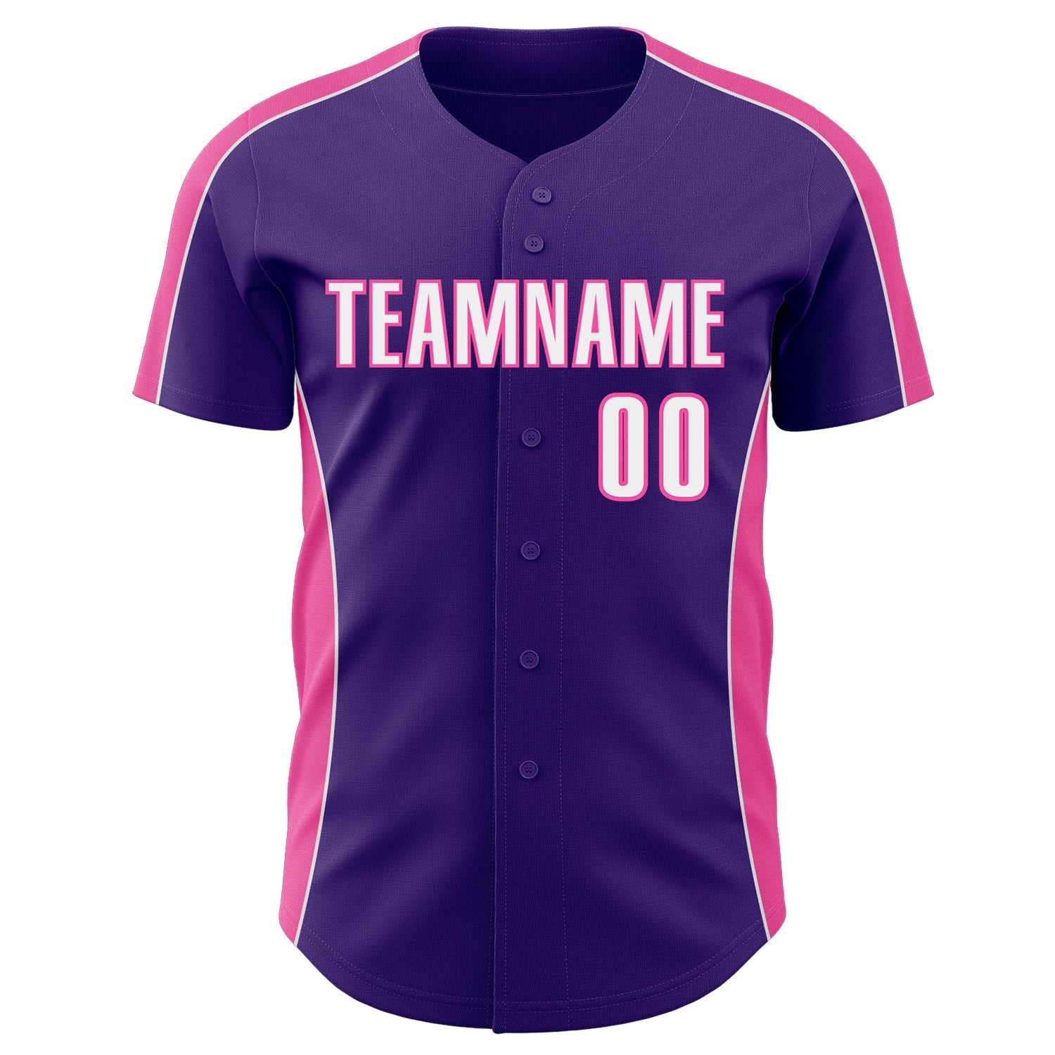 Custom Purple White-Pink Classic Color Block Side Panel Stripe Authentic Baseball Jersey view 2