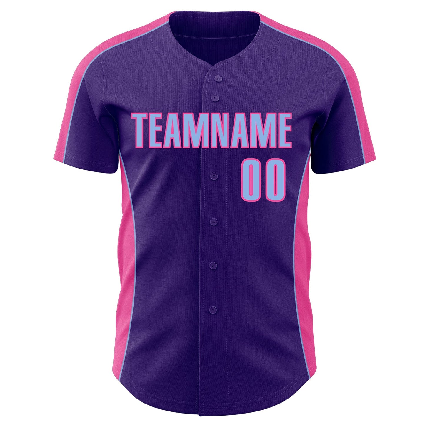 Custom Purple Light Blue-Pink Classic Color Block Side Panel Stripe Authentic Baseball Jersey view 2