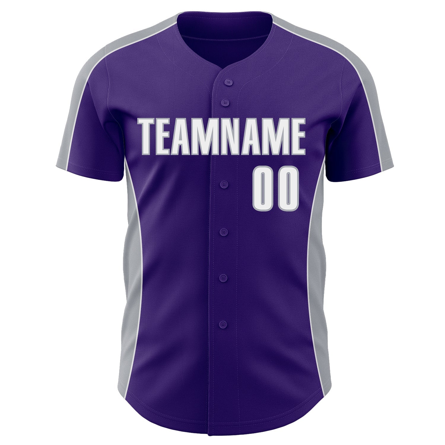 Custom Purple White-Gray Classic Color Block Side Panel Stripe Authentic Baseball Jersey view 2
