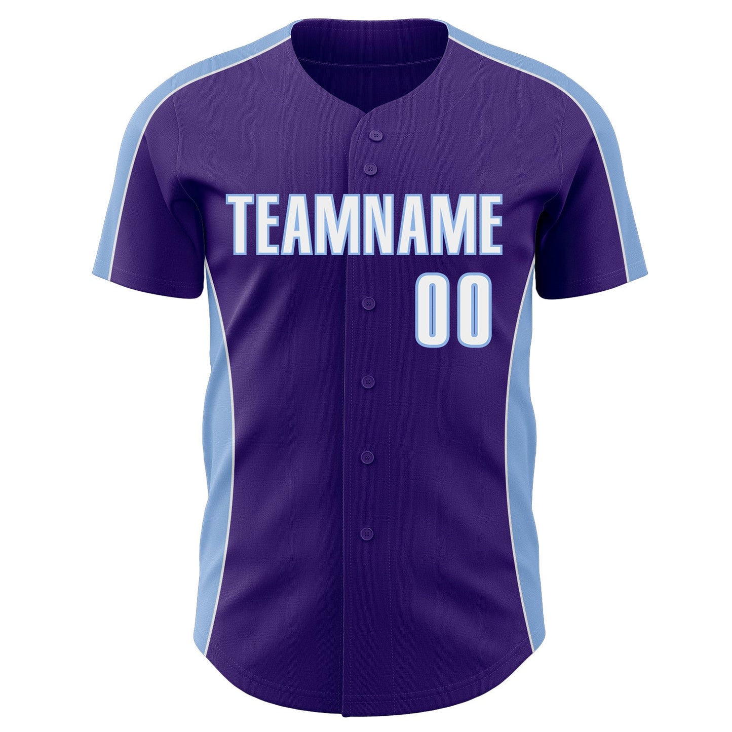 Custom Purple White-Light Blue Classic Color Block Side Panel Stripe Authentic Baseball Jersey view 2