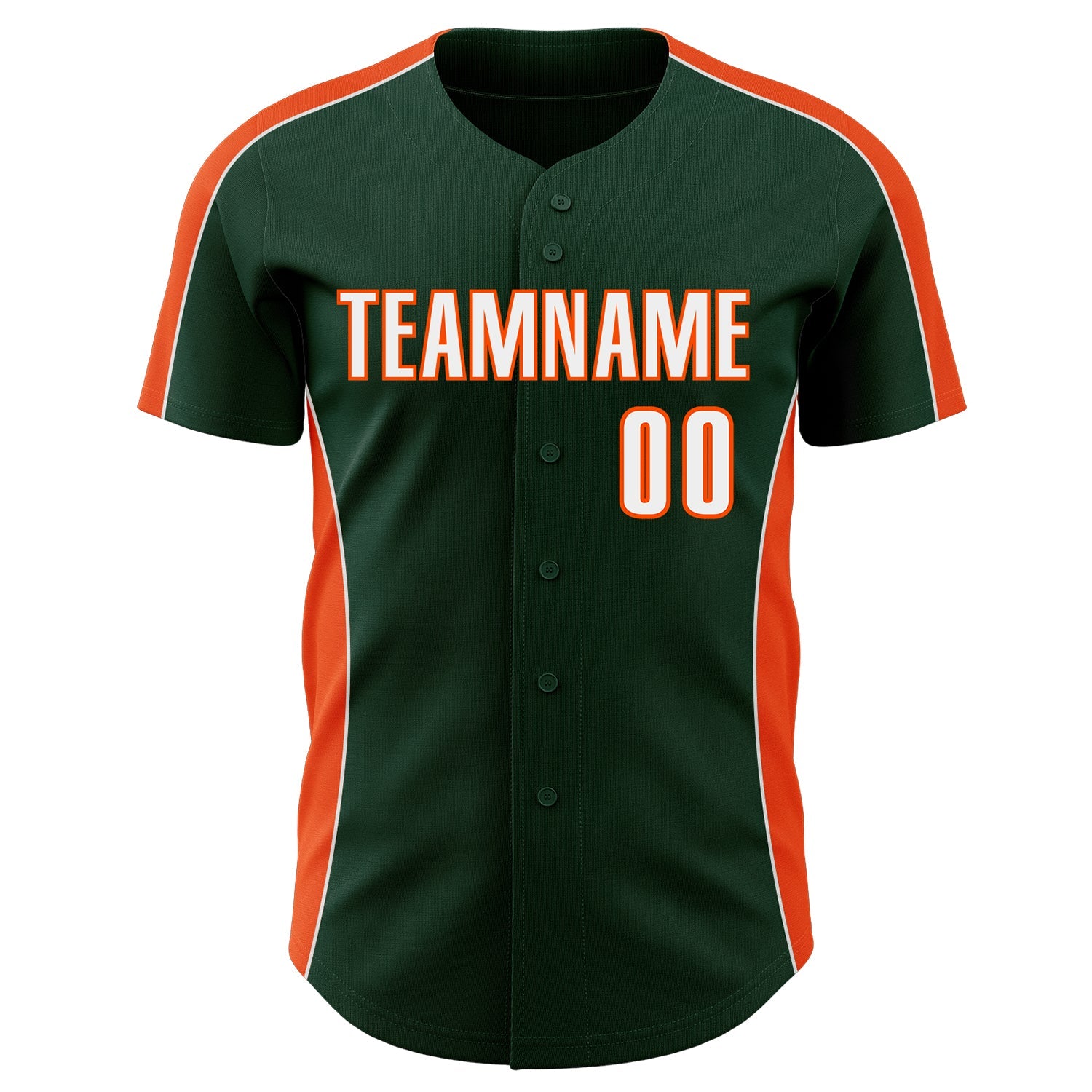 Custom Green White-Orange Classic Color Block Side Panel Stripe Authentic Baseball Jersey view 2