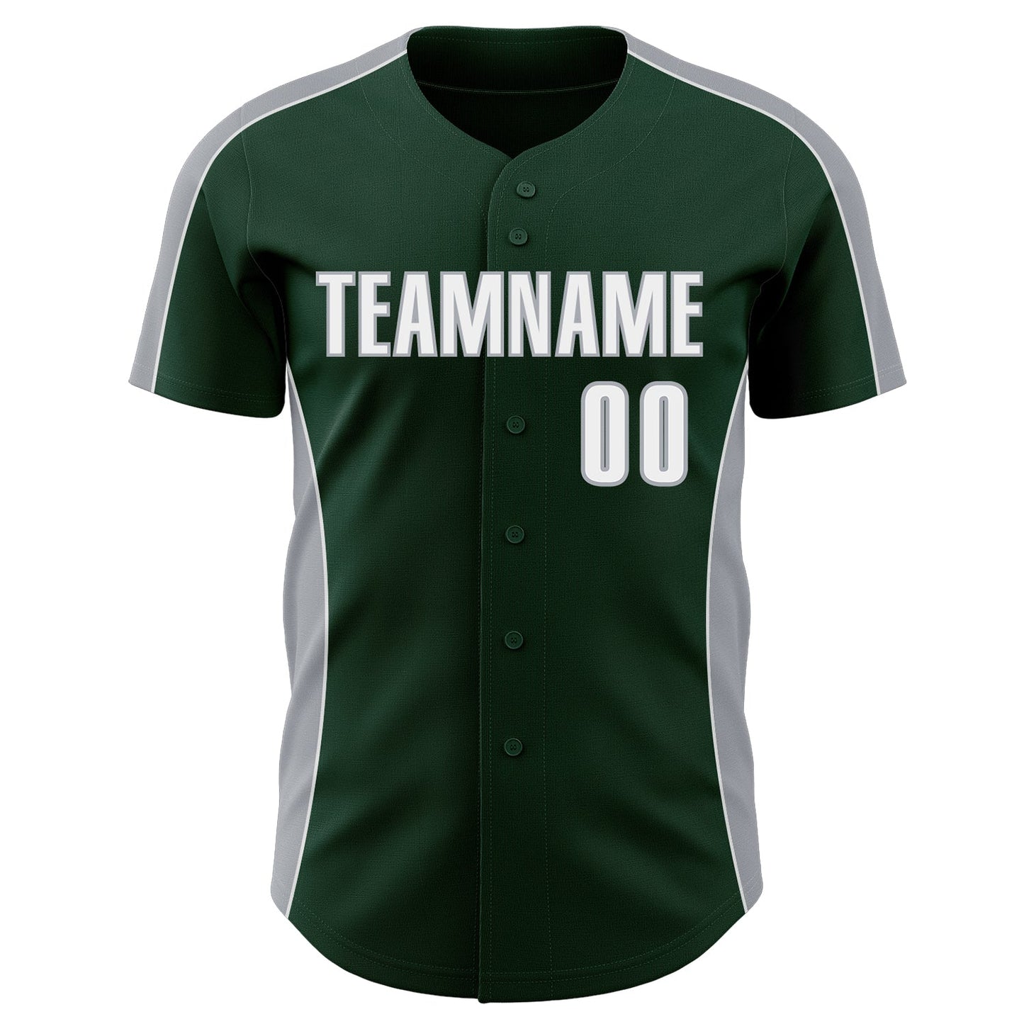 Custom Green White-Gray Classic Color Block Side Panel Stripe Authentic Baseball Jersey view 2