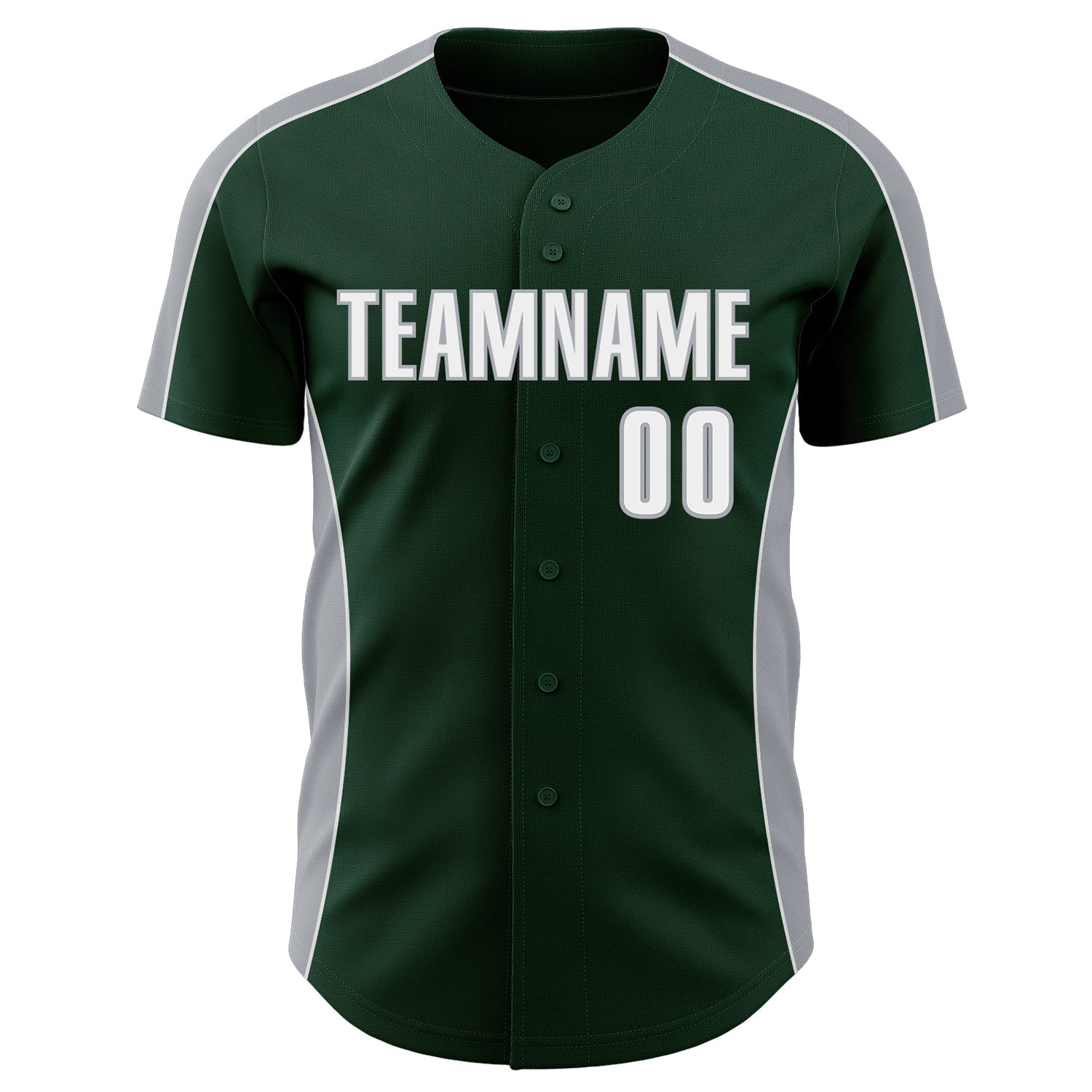 Custom Green White-Gray Classic Color Block Side Panel Stripe Authentic Baseball Jersey view 2