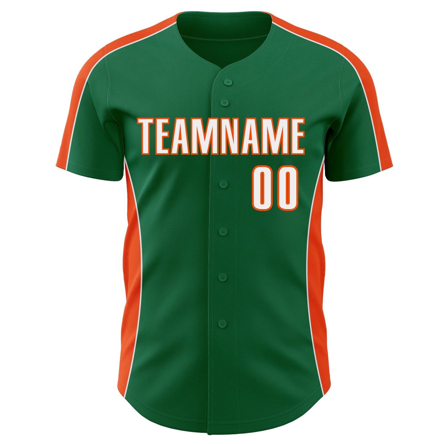 Custom Kelly Green White-Orange Classic Color Block Side Panel Stripe Authentic Baseball Jersey view 2