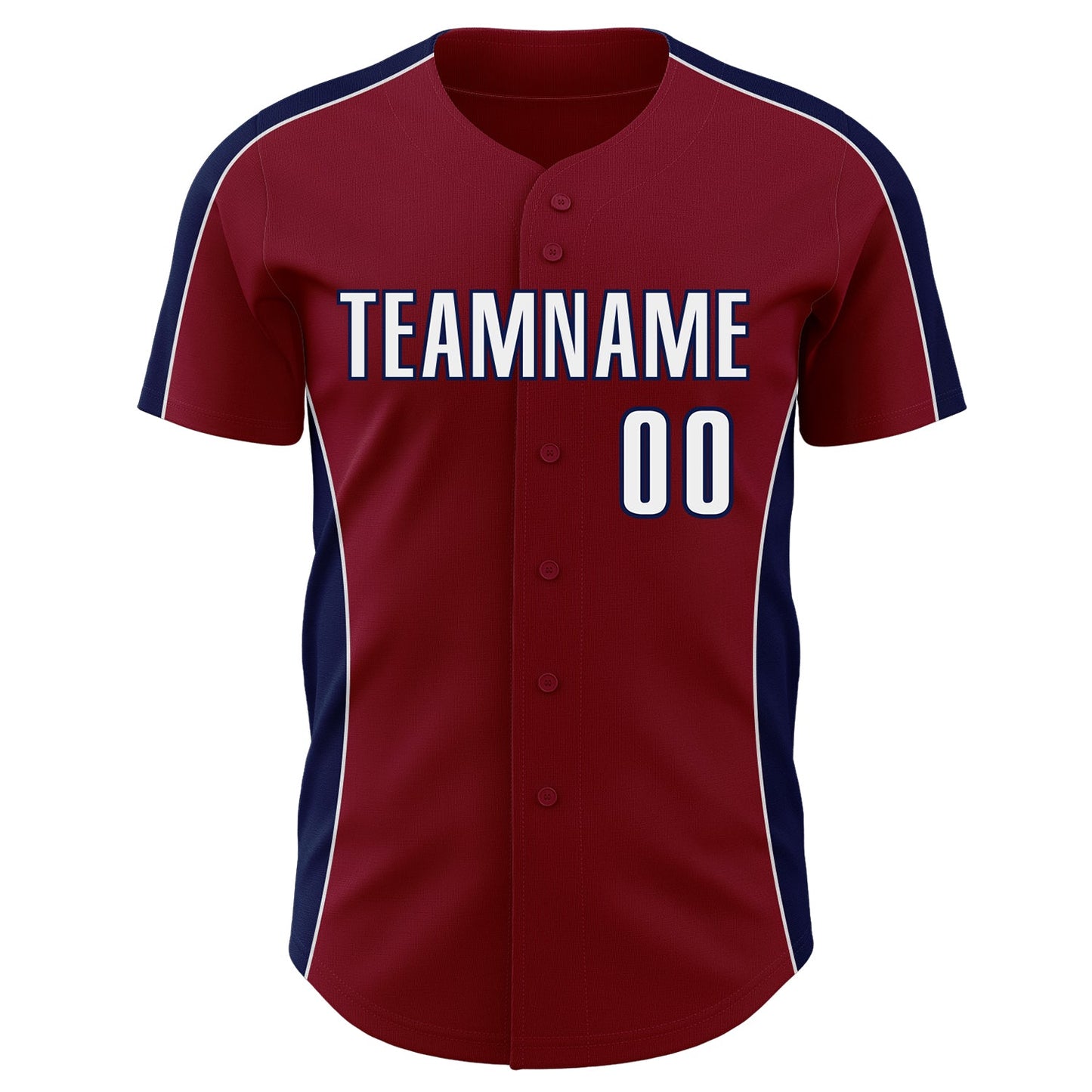 Custom Crimson White-Navy Classic Color Block Side Panel Stripe Authentic Baseball Jersey view 2