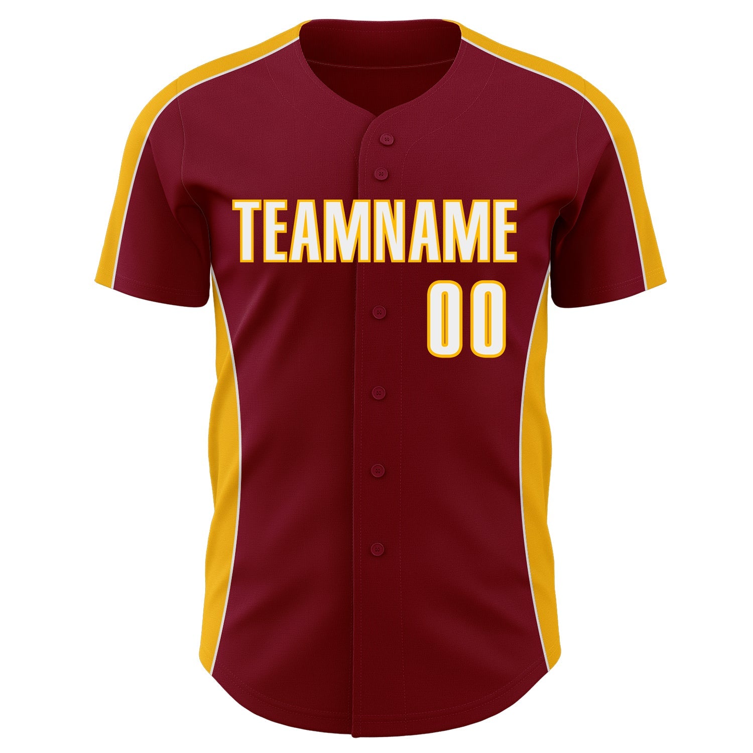 Custom Crimson White-Gold Classic Color Block Side Panel Stripe Authentic Baseball Jersey view 2