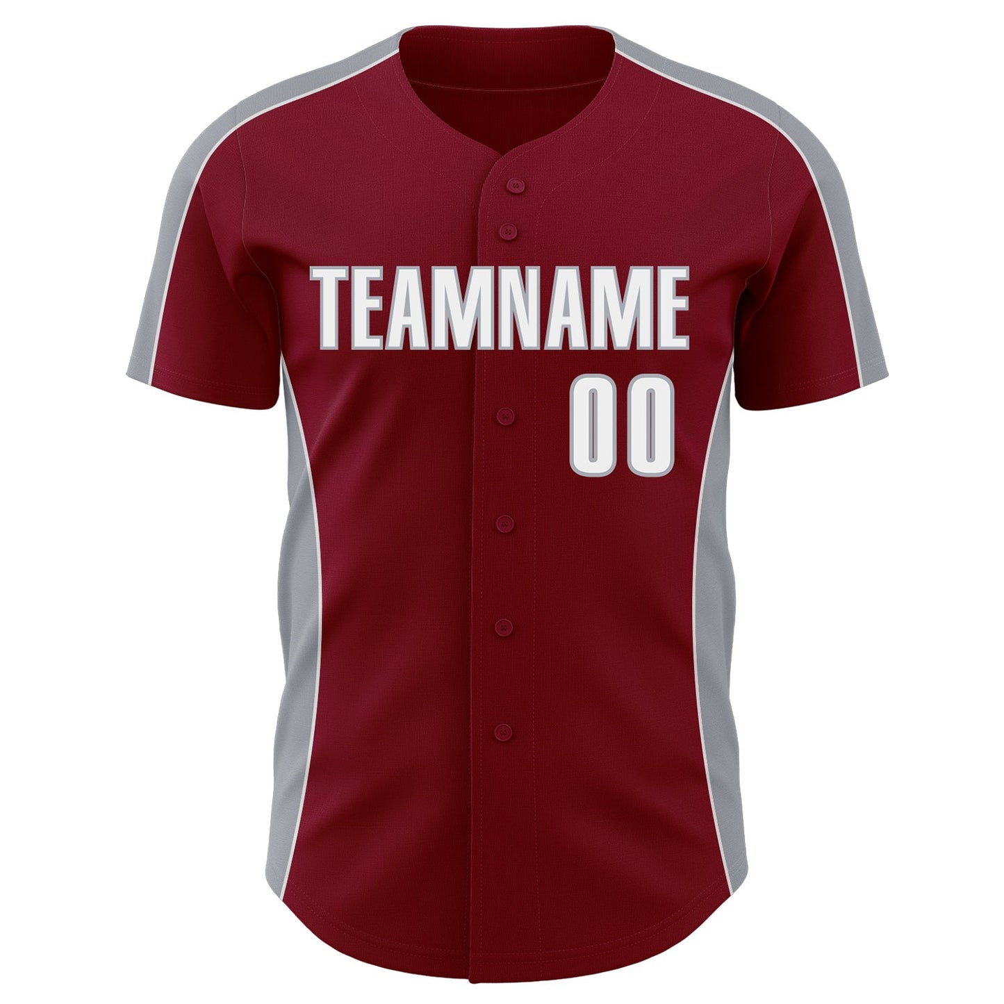 Custom Crimson White-Gray Classic Color Block Side Panel Stripe Authentic Baseball Jersey view 2