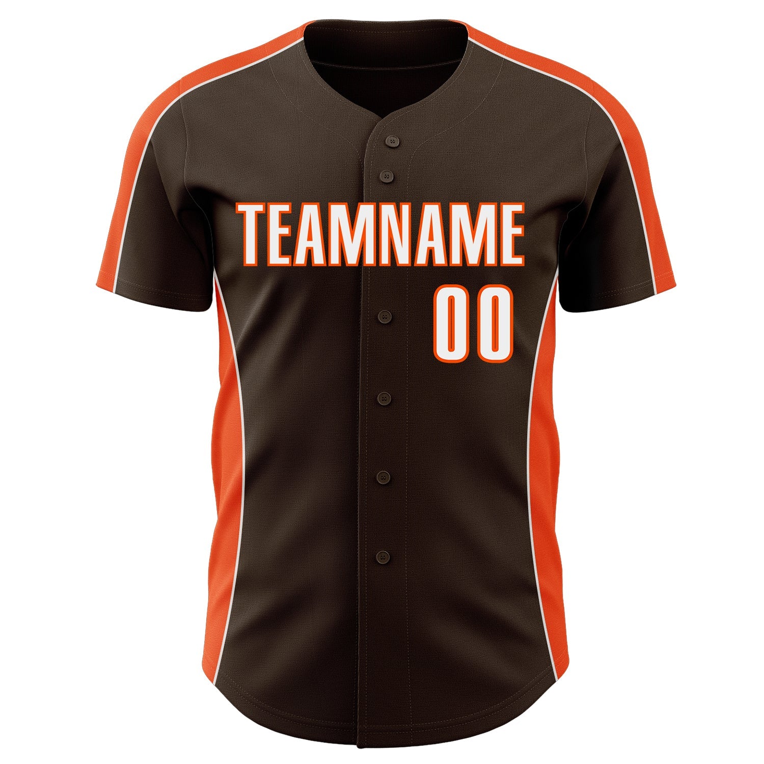 Custom Brown White-Orange Classic Color Block Side Panel Stripe Authentic Baseball Jersey view 2