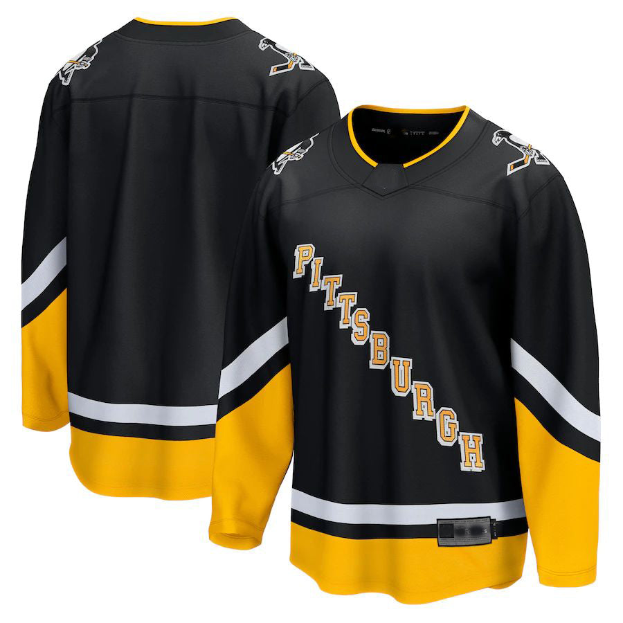 P.Penguins Fanatics Branded 2021-22 Alternate Premier Breakaway Jersey Black Stitched American Hockey Jerseys - Main View