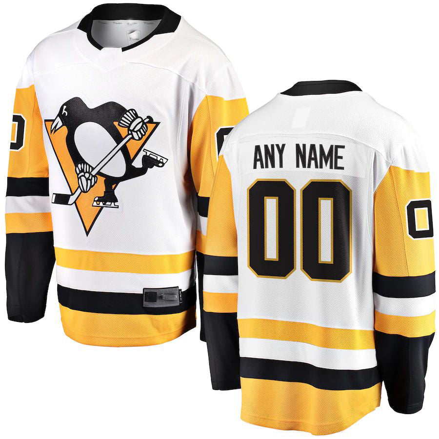 Custom P.Penguins Fanatics Branded Away Breakaway White Stitched American Hockey Jerseys - Main View