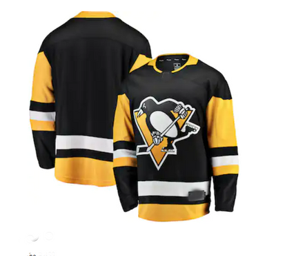 P.Penguins Fanatics Branded Breakaway Home Jersey Black Stitched American Hockey Jerseys - Main View