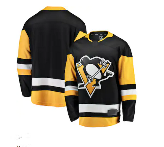 P.Penguins Fanatics Branded Breakaway Home Jersey Black Stitched American Hockey Jerseys - Main View