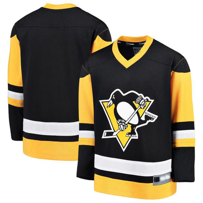 P.Penguins Fanatics Branded Home Replica Jersey Black Stitched American Hockey Jerseys - Main View