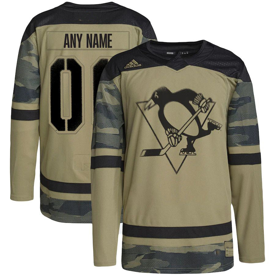 Custom P.Penguins Military Appreciation Team Authentic Practice Jersey Camo Stitched American Hockey Jerseys - Main View