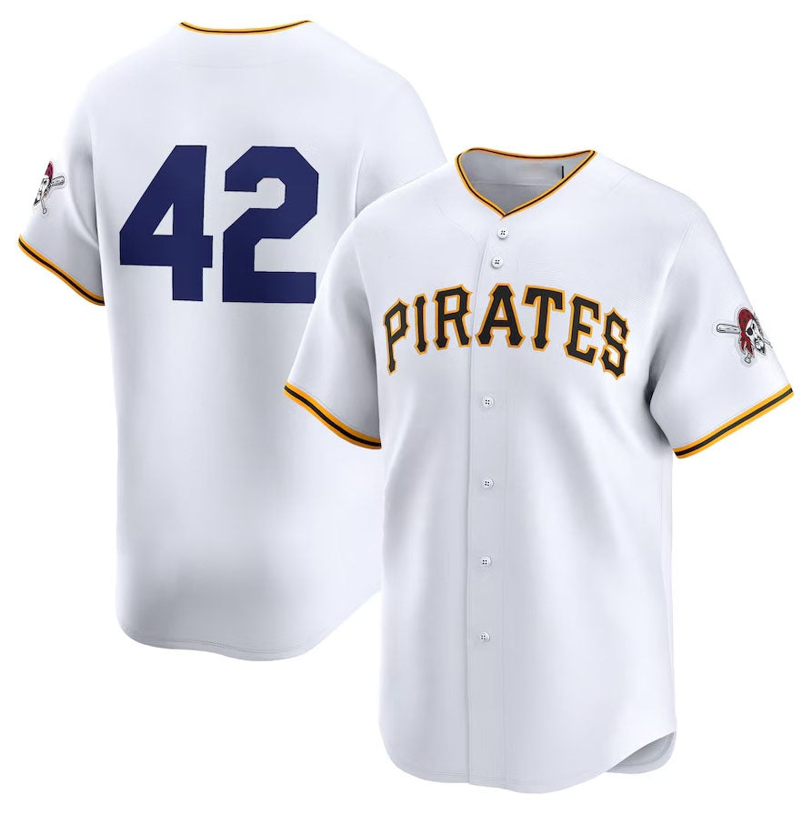Pittsburgh Pirates 2024 #42 Jackie Robinson Day Home Limited Jersey – White Stitches Baseball Jerseys - Main View