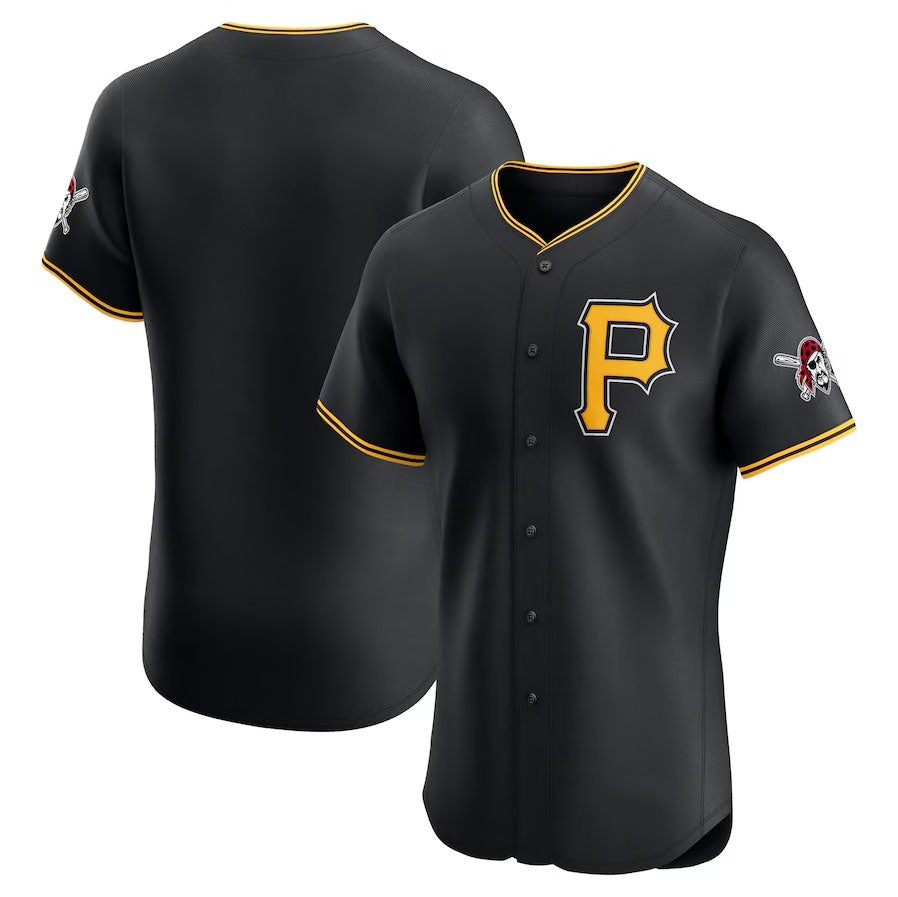 Pittsburgh Pirates Alternate Vapor Premier Elite Patch Jersey - Black Stitched Baseball Jersey - Main View