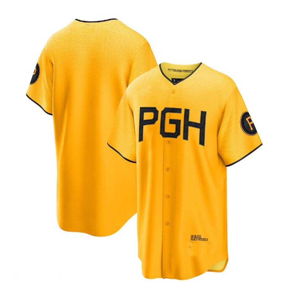 Pittsburgh Pirates 2023 City Connect Replica Jersey - Gold Baseball Jerseys - Main View