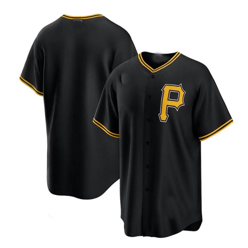 Pittsburgh Pirates Alternate Replica Team Jersey - Black Baseball Jerseys - Main View