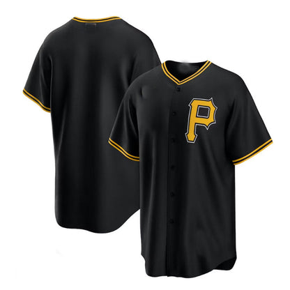 Pittsburgh Pirates Alternate Replica Team Jersey - Black Baseball Jerseys - Main View