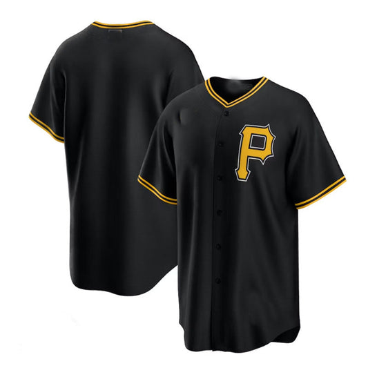 Pittsburgh Pirates Alternate Replica Team Jersey - Black Baseball Jerseys - Main View