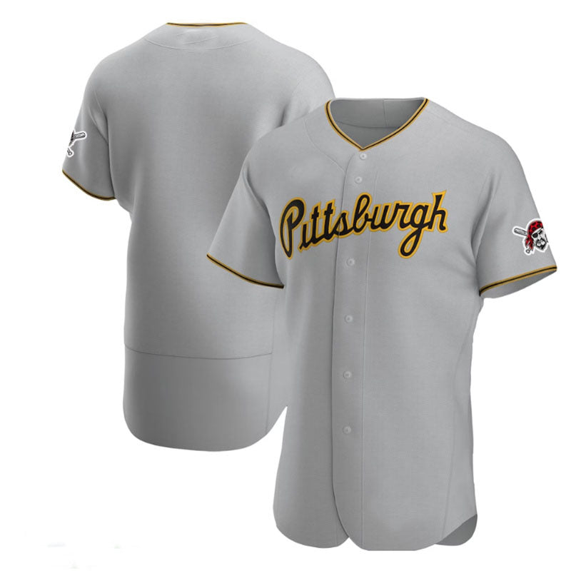 Pittsburgh Pirates Road Authentic Team Jersey - Gray Baseball Jerseys - Main View