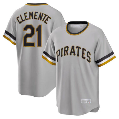 Pittsburgh Pirates #21 Roberto Clemente Gray Road Cooperstown Collection Player Jersey Baseball Jerseys - Main View