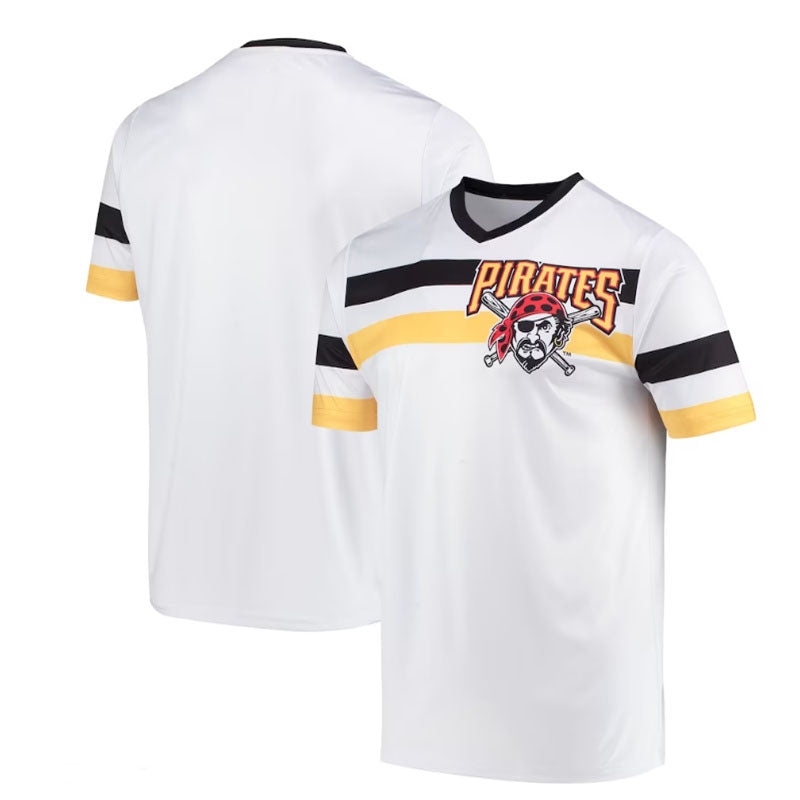 Pittsburgh Pirates Stitches Cooperstown Collection V-Neck Jersey - White Baseball Jerseys - Main View
