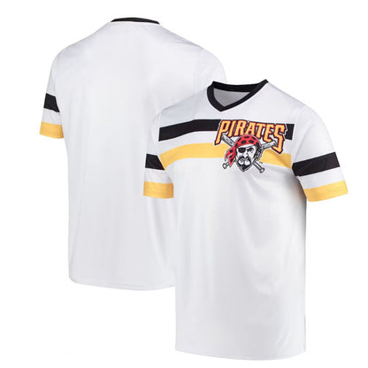 Pittsburgh Pirates Stitches Cooperstown Collection V-Neck Jersey - White Baseball Jerseys - Main View