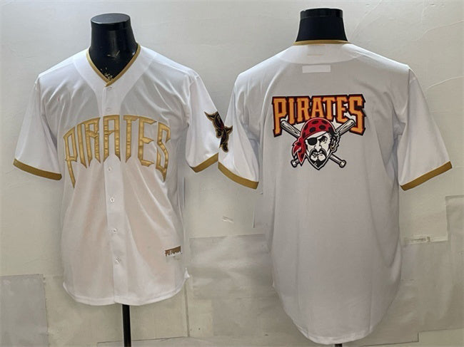 Pittsburgh Pirates Team Big Logo White 2026 City Connect Stadium Stitched Baseball Jersey - Main View
