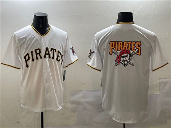 Pittsburgh Pirates Team Big Logo White Home Limited Stitched Baseball Jersey - Main View