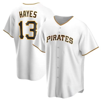Pittsburgh Pirates #13 Ke'Bryan Hayes Home Replica Jersey - White Stitched Baseball Jersey - Main View