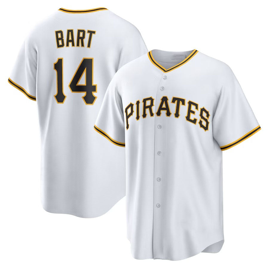 Pittsburgh Pirates #14 Joey Bart Home Replica Jersey - White Stitched Baseball Jersey - Main View