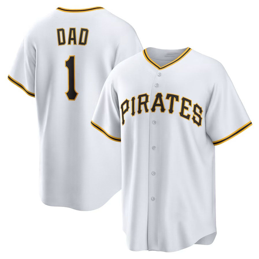 Pittsburgh Pirates #1 Dad Home Replica Jersey - White Stitched Baseball Jersey - Main View