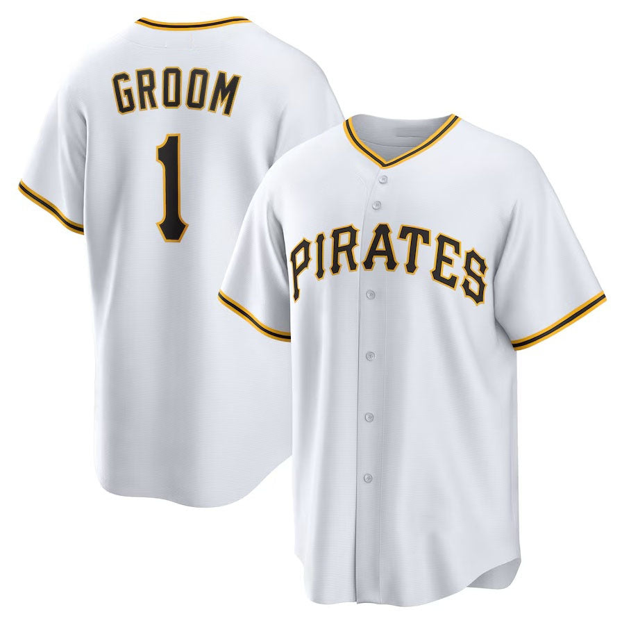 Pittsburgh Pirates #1 Groom Home Replica Jersey - White Stitched Baseball Jersey - Main View