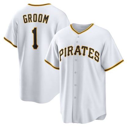 Pittsburgh Pirates #1 Groom Home Replica Jersey - White Stitched Baseball Jersey - Main View