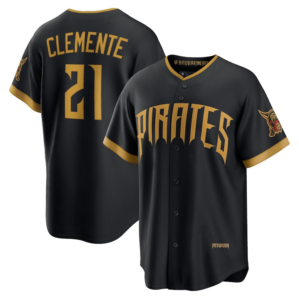 Pittsburgh Pirates #21 Roberto Clemente Black 2026 City Connect Stadium Stitched Baseball Jersey - Main View