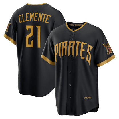 Pittsburgh Pirates #21 Roberto Clemente Black 2026 City Connect Stadium Stitched Baseball Jersey - Main View